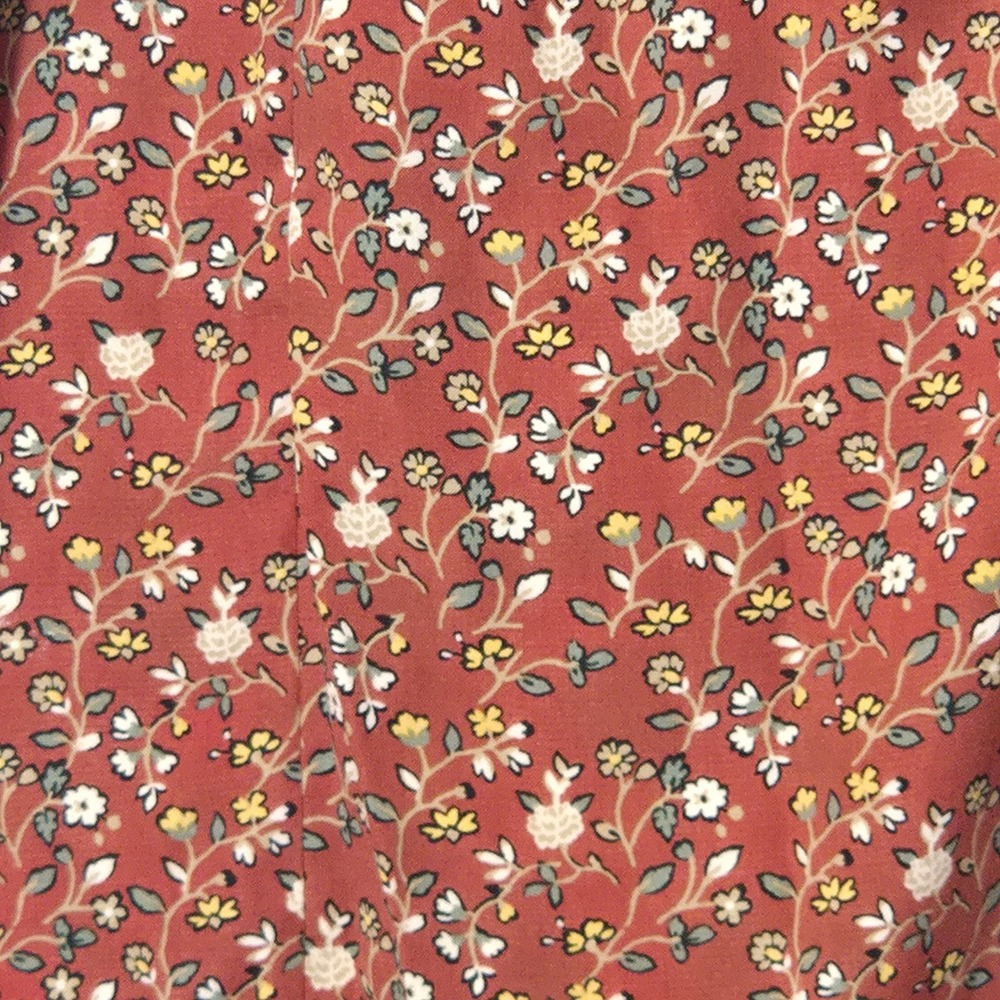 Trixxi Floral Puff Sleeve Mini Dress Rust Orange M Cottagecore Boho Romantic - Picture 2 of 12